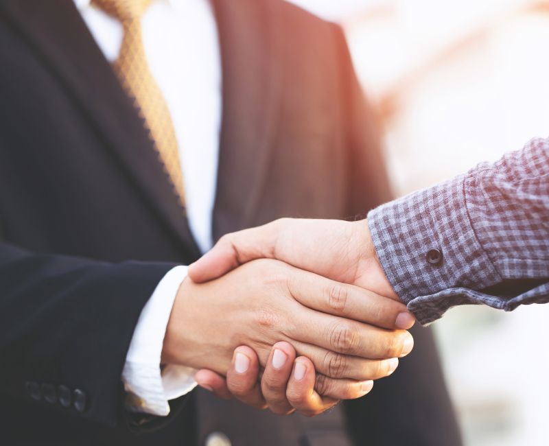 Handshake with a buyer